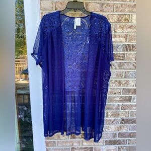 Navy Blue Crochet 3X Forgotten Grace Duster Jacket Vest